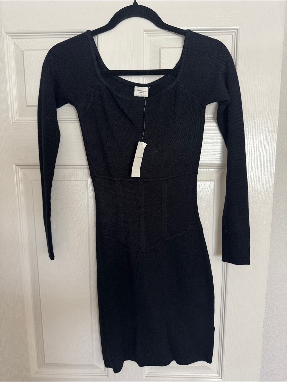 Abercrombie & Fitch Black Long Sleeve Bodycon Knit Dress